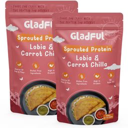 Gladful Carrot Protein Sprouted lentils & millets Instant Chilla Dosa Mix Pack of 2 - 200 g Each-image-74