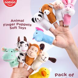 Play Nation  Animal Finger Puppets Soft Toys Pack of 10  - Multicolor-19