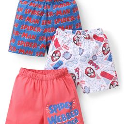 Babyhug Marvel Cotton Woven Boxers With Spiderman Print Pack of 3 - Multicolor-image-61