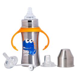 Adore Trion 3in 1 Stainless Steel Sipper with Twin Handle 250ml- Orange Dino-image-47