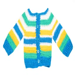 Knits & Knots Woollen Blend Full Sleeves Striped Sweater - Multi Colour-picture-16