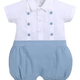 BABY GO Cotton Half Sleeves Colour Blocked Romper - Blue-picture-40