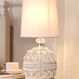 Homesake Small Crystal Table Lamp contemporary globe design white fabric shade ideal bedroom bedside kids room décor-picture-5