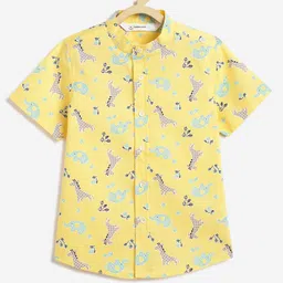 Campana 100% Cotton Half Sleeves Baby Animals Printed Shirt - Yellow-picture-41