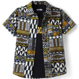 Pine Kids Viscose Woven Half Sleeves Printed Shirt With T-Shirt - Multicolour-picture-13