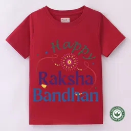BLUSHES Kids Unisex Raksha Bandhan Printed Round Neck Short Sleeves Cotton T-shirt-picture-45