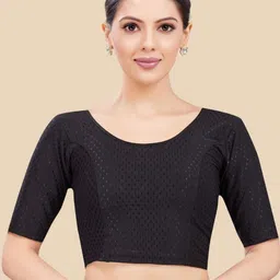 Studio Shringaar Woven Design Pure Cotton Round Neck Saree Blouse-picture-49