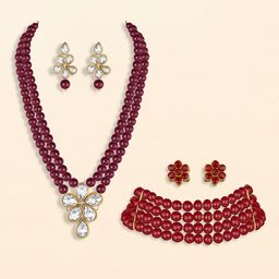 Peora Set Of 2 Gold-Plated Stone Studded Jewellery Set-picture-26