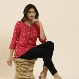 Jaipur Kurti Print Tie-Up Neck Top-picture-29