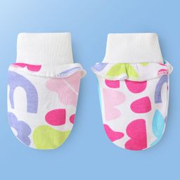 Babyoye Interlock Knit Cap Mitten & Booties with Floral Print Bright White - Diameter 10 cm image 4