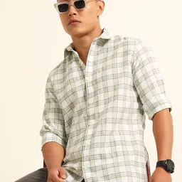 Bushirt Men Checked Classic Pure Cotton Casual Shirt-image-72