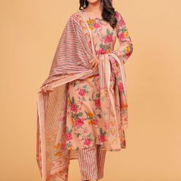 Jikonet Women Floral Printed Regular Kurta with Trousers & With Dupatta-picture-2