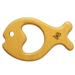 TinyBee Owl Hedgehog & Nemo Fish Wooden Teethers Pack of 3 - Brown image 5