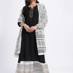 Anouk Yoke Design Panelled Kurta with Floral Printed Palazzos & Dupatta-27
