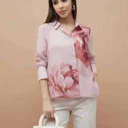 Code By Lifestyle Pink Regular Fit Floral Print Shirt-picture-44
