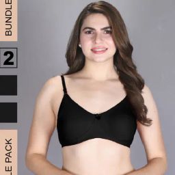 Lux Venus Black Full Coverage Non-Wired T-Shirt Bra With Adjustable Strap - Pack of 2-picture-45