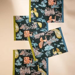 freedom tree Peacock Song Cotton Duck Forest Moss Print & Pattern Table Mats -Set Of 4 image 2