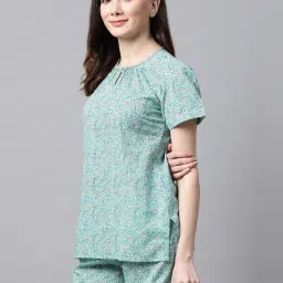Meeranshi Green Printed Top Shorts Set image 3
