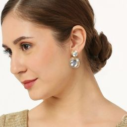 OOMPH Jewellery Gold Tone Jadau Kundan Ethnic Drop - Set of 2 image 3