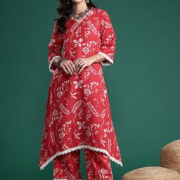 Sangria Printed Pure Cotton Kurta with Trousers-55
