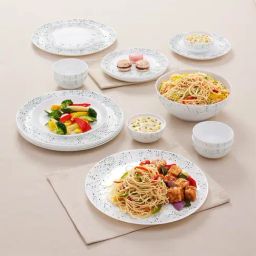 Larah by Borosil White Moon Riva Glass 19 Piece Dinner Set-image-49