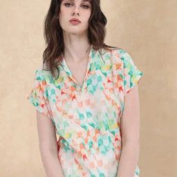 RAREISM Multi Linen Printed Short Sleeves Top-image-13
