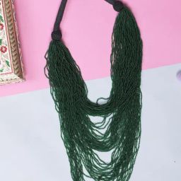 Imli Street Green Long Beaded Handcrafted Necklace-image-78