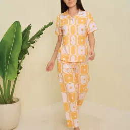 Sweet Dreams Orange Floral Printed Pyjama Set-image-97