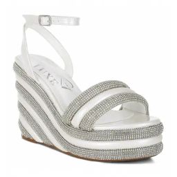 London Rag Women's White Ankle Strap Wedges-69