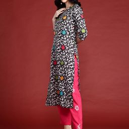 Anouk Floral Printed Regular Kurta With Trousers & With Dupatta image 2