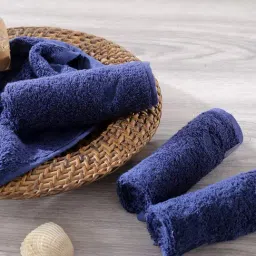 Maspar Navy Cotton 550 GSM Face Cloths - Set of 4-6