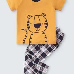 Nite Flite Kids Yellow & Black Cotton Printed Top Set-image-74