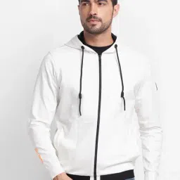 Spykar White Cotton Regular Fit Printed Hooded Sweatshirt-picture-13