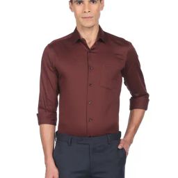 Arrow Maroon Cotton Regular Fit Shirts-picture-47