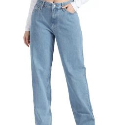 Calvin Klein Jeans Straight Fit Denim Light Dark Rinse Mid Rise Jeans-image-95