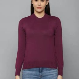 Allen Solly Wine Cotton Solid Sweater-image-34