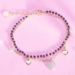 SALTY Women Wraparound Stone Studded & Pearls Beaded Heart Bracelet-image-13