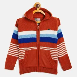 Duke Kids Orange Striped Full Sleeves Sweater-picture-42