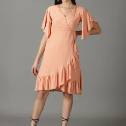 SHOWOFF Peach Wrap Dress-image-83