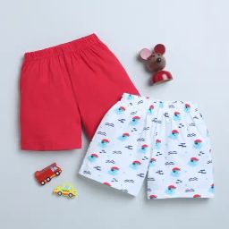 Bumzee Kids Red & White Printed Shorts (Pack Of 2)-image-39