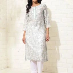 Fabindia Natural Cotton Silk Hand Block Printed Long Kurta-picture-30