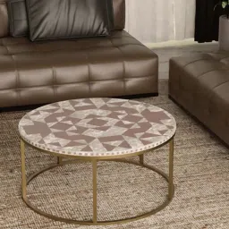 Casagold Kingsley Vegan Shell Inlay Coffee Table With Stand - Brown image 2