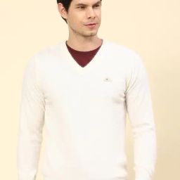 Monte Carlo Off White Wool Blend Regular Fit Solid Pullover-45