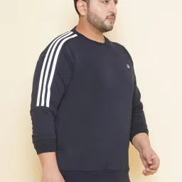 John Pride Navy Regular Fit Plus Size Striped Sweatshirt image 3
