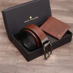Louis Philippe Brown Formal Leather Bi-Fold Wallet with Belt for Men-image-17