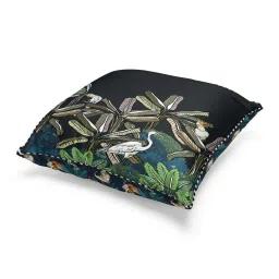 Bianca Suzane Black & Green Micro Fiber Reversible Printed Cushion Covers - Set of 3 image 3