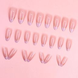 The Pink Truck Set Of 24 Artificial Reusable Nails - Pink With Almond Shape Tips-7