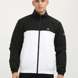Calvin Klein Jeans White & Black Regular Fit Colour Block Jacket-11