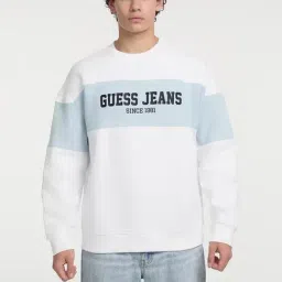 Guess Jeans Pure White Oversized Logo Printed Sweatshirt-image-23