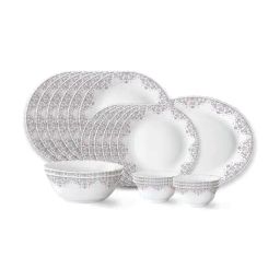 Larah by Borosil White Lark Fluted Opalware 21 Piece Dinner Set-28